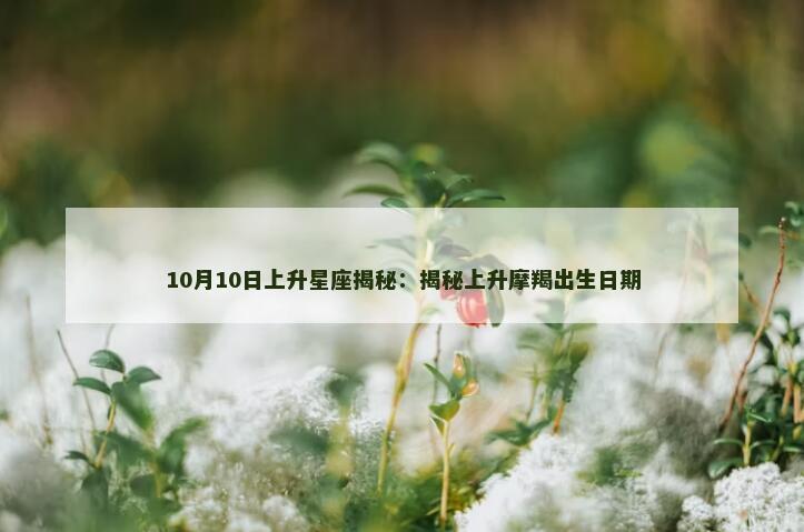 10月10日上升星座揭秘：揭秘上升摩羯出生日期